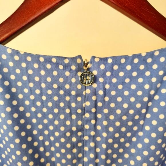 TOMMY HILFIGER Blue White Polka Dot Print Sleeveless A-line Silhouette Dress S - Picture 8 of 14